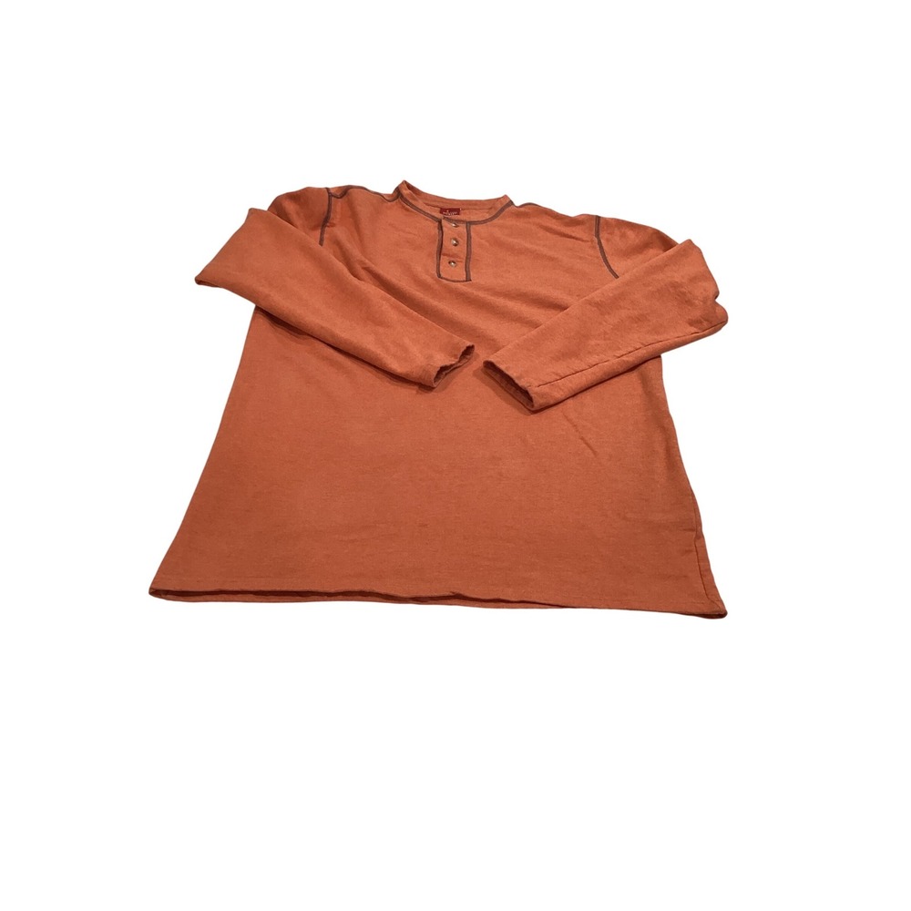 Junction West Mens Henley Shirt Long Sleeve Burnt Orange Size M Contrast Stitch